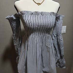 Haute Monde Black and White Striped Top